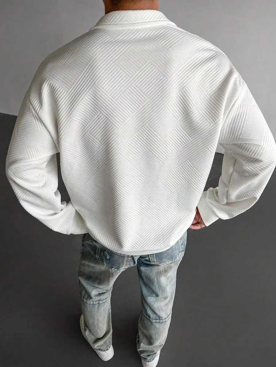 カジュアル ポロネック 無地 スウェットシャツ