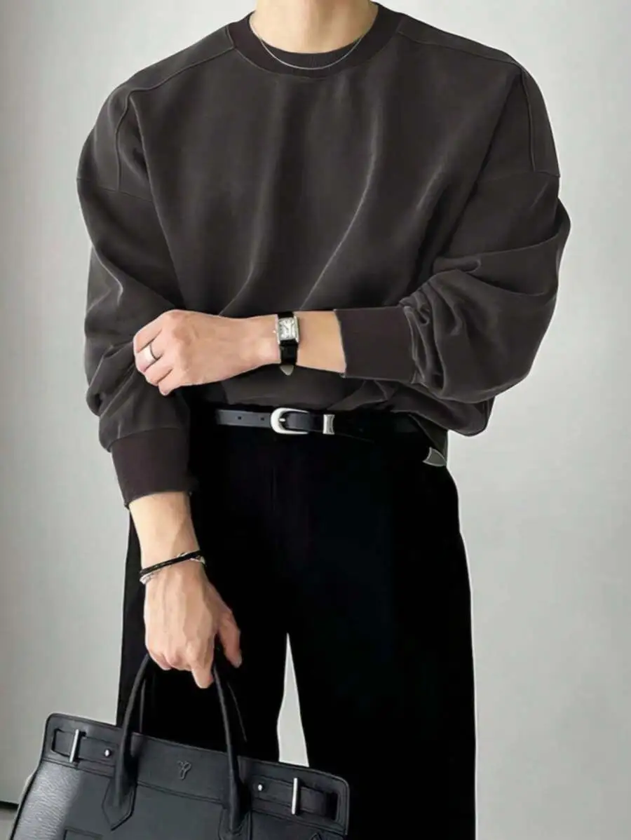 クルーネック メンズ レトロ オーバーサイズ スウェットシャツ