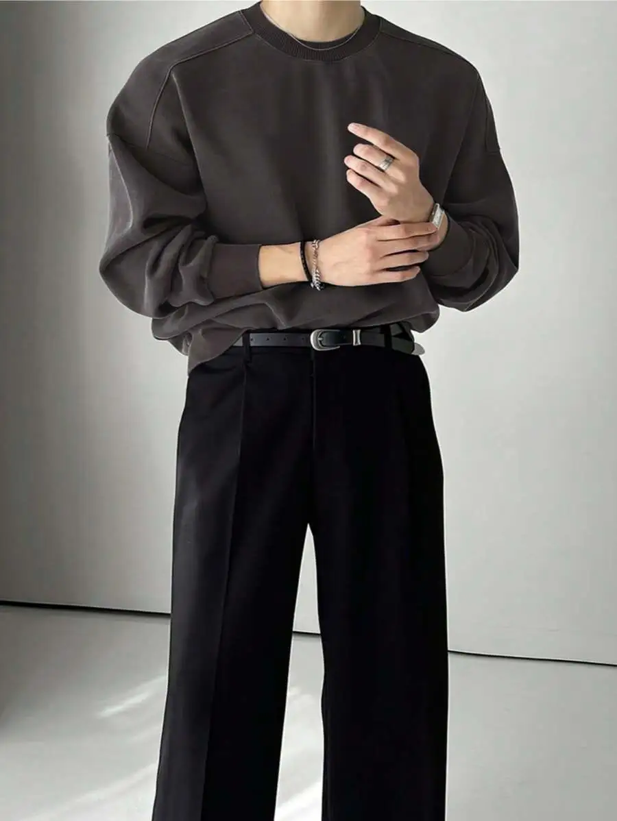 クルーネック メンズ レトロ オーバーサイズ スウェットシャツ