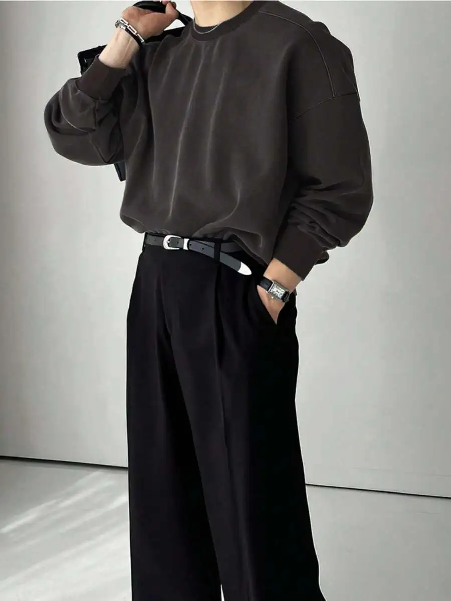 クルーネック メンズ レトロ オーバーサイズ スウェットシャツ