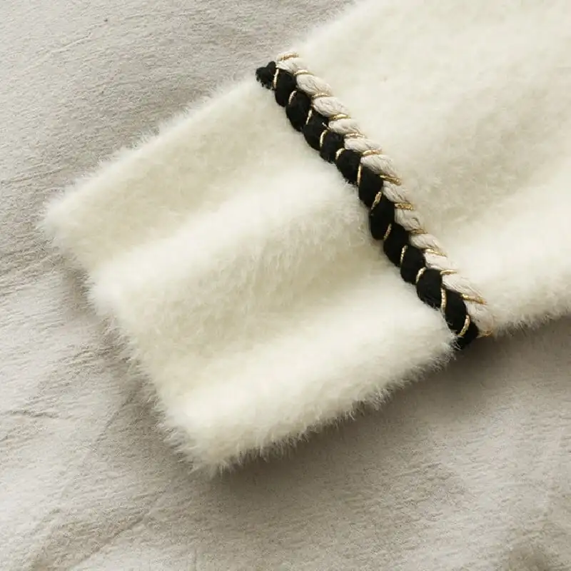 トップス ニットセーター 2色展開 ミンク風 定番 長袖