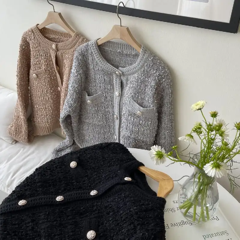 カーディガン ニットセーター シングルブレスト 気質満点