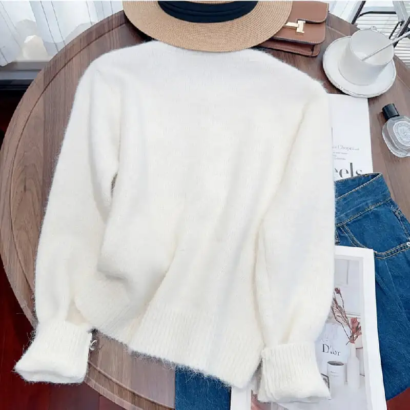 トップス セーター 3色展開 パール飾り 長袖 エレガント