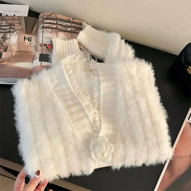 トップス セーター 2色展開 Vネック ふわふわ