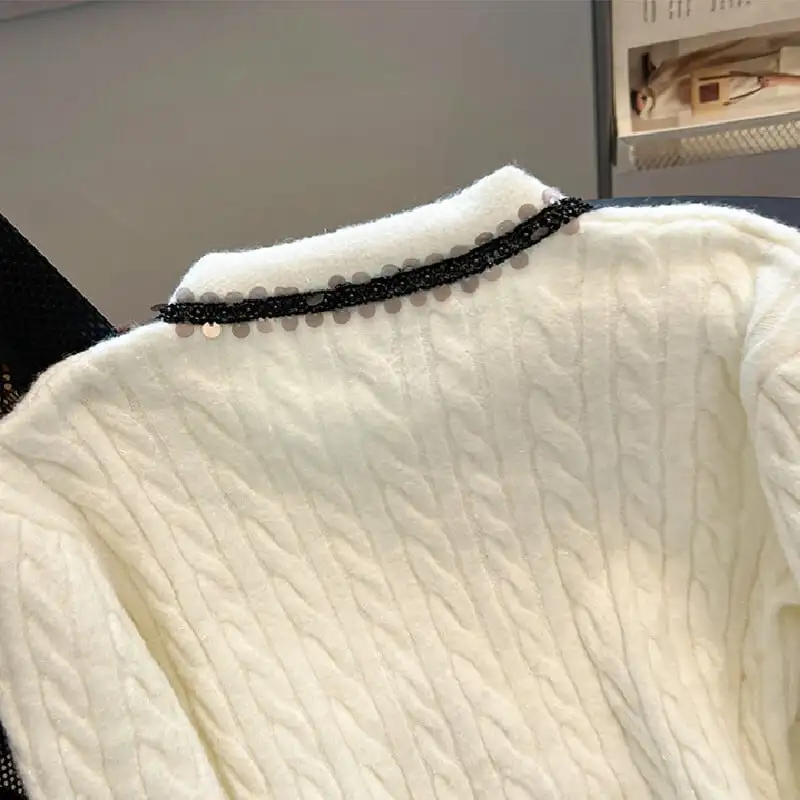 トップス セーター 2色展開 ニット 蝶結び 長袖 ホワイト レッド