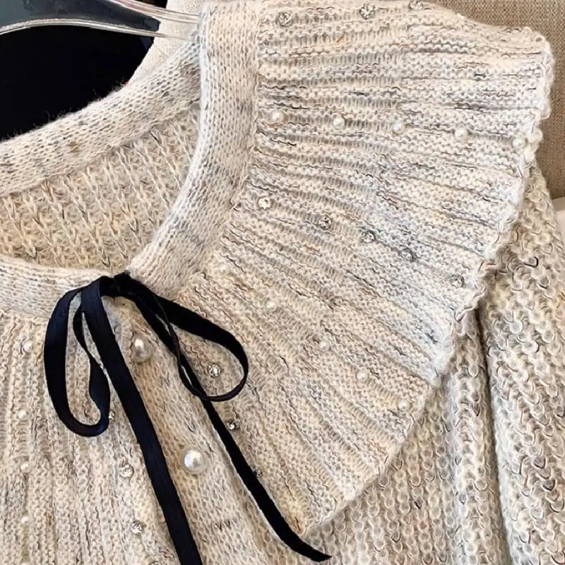 トップス セーター ニット 蝶結び シングルブレスト 長袖