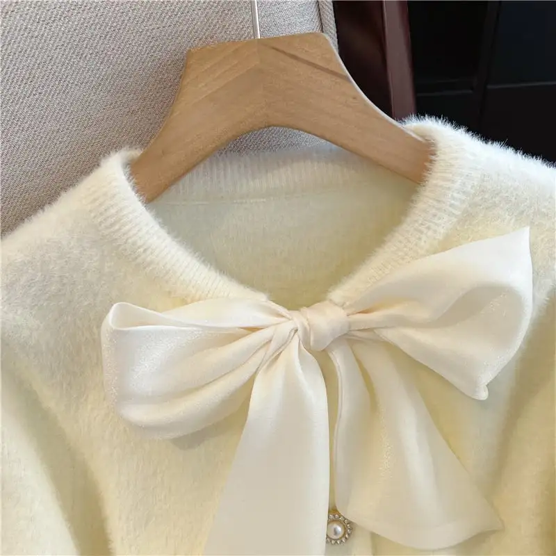 トップス セーター 2色展開 カーディガン 長袖 エレガント ピンク ベージュ S M L XL