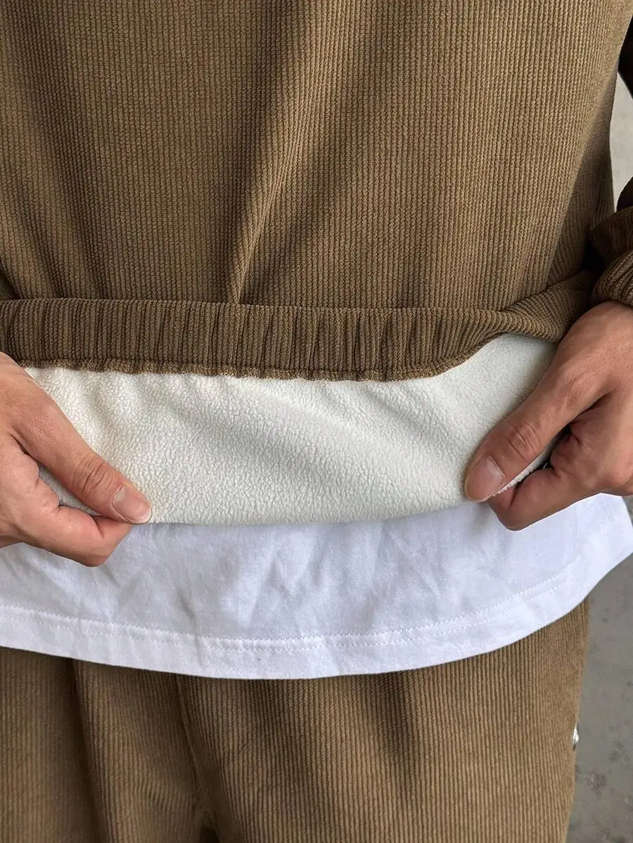 ハーフジップ テクスチャー生地 プルオーバーパーカー セット