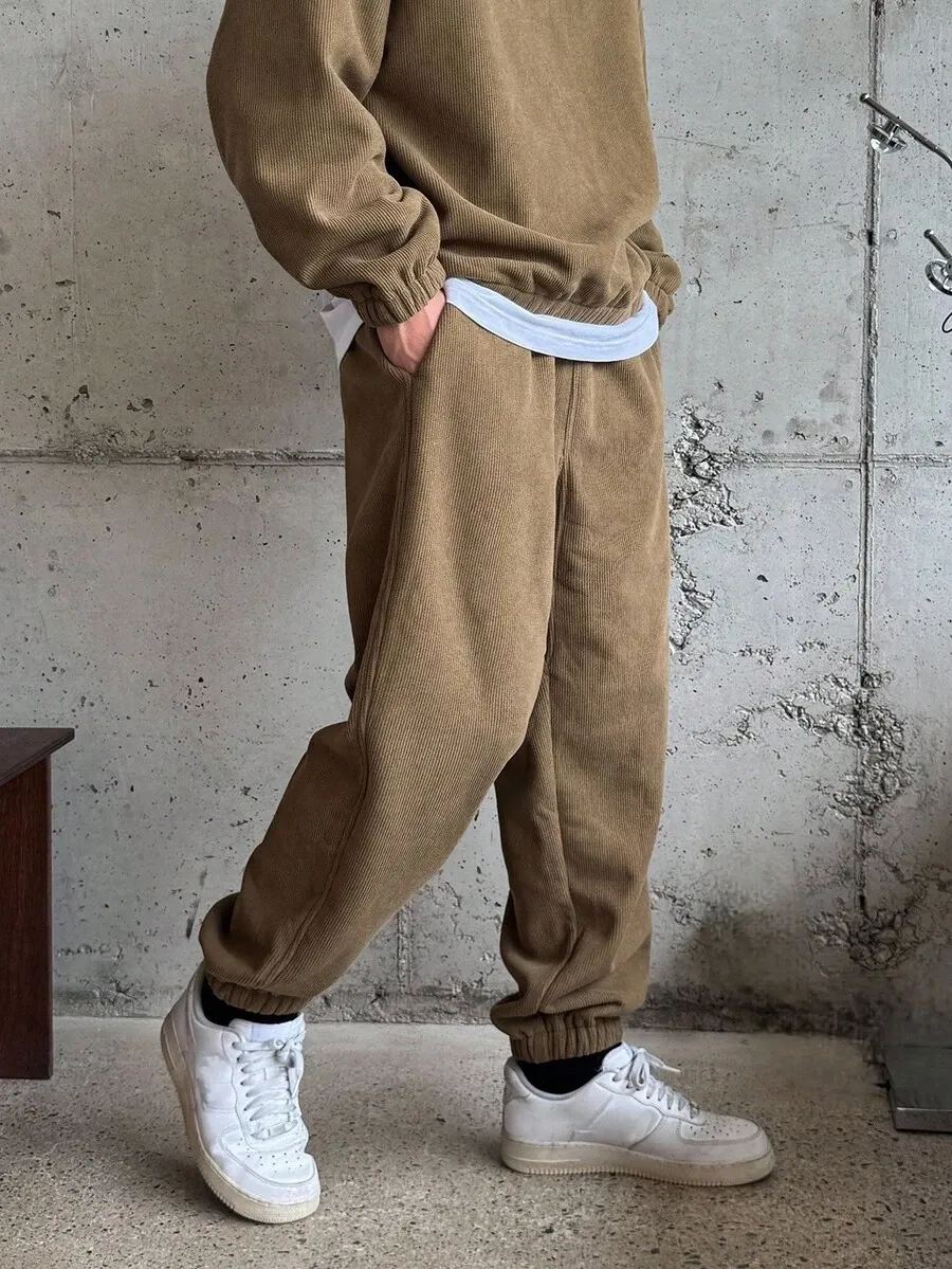 ハーフジップ テクスチャー生地 プルオーバーパーカー セット