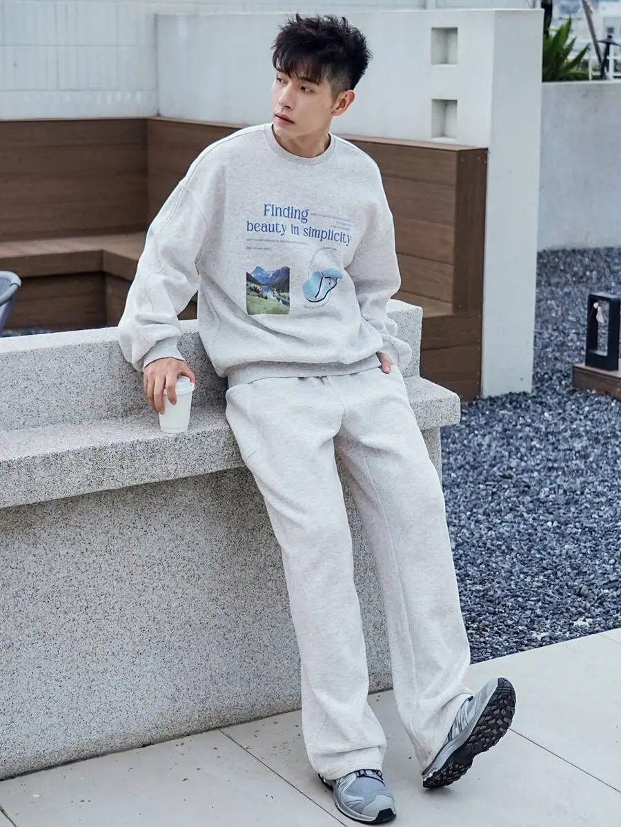 文字プリント スウェットシャツ セット