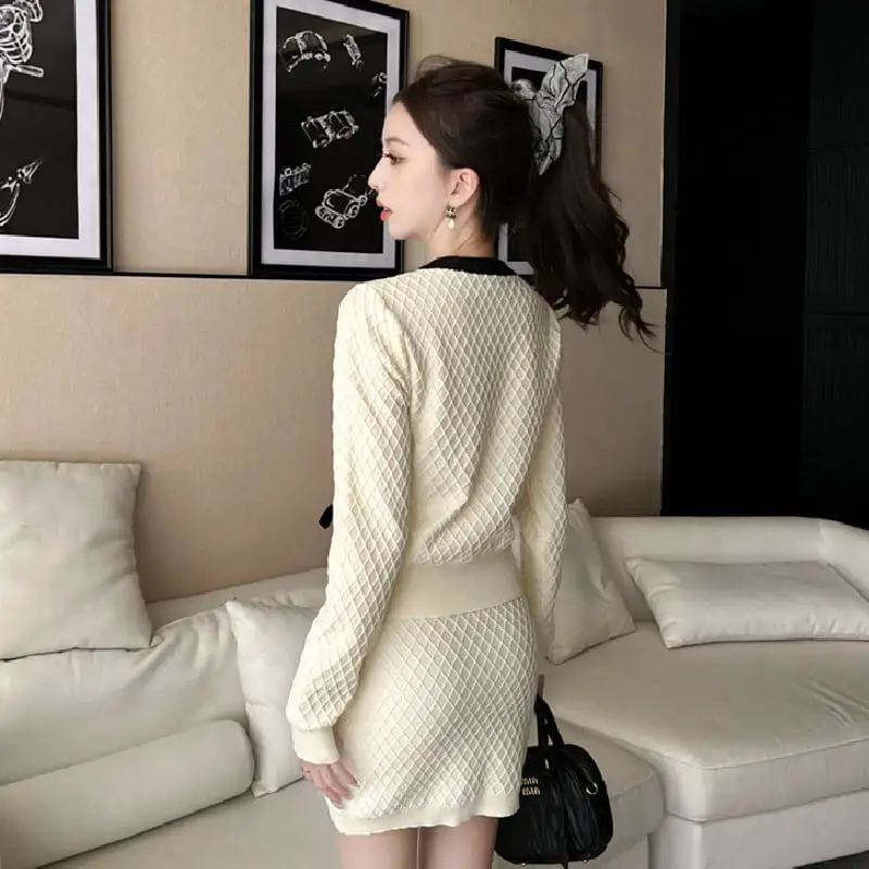 セットアップ トップス+スカート ニット スウィート ベージュ