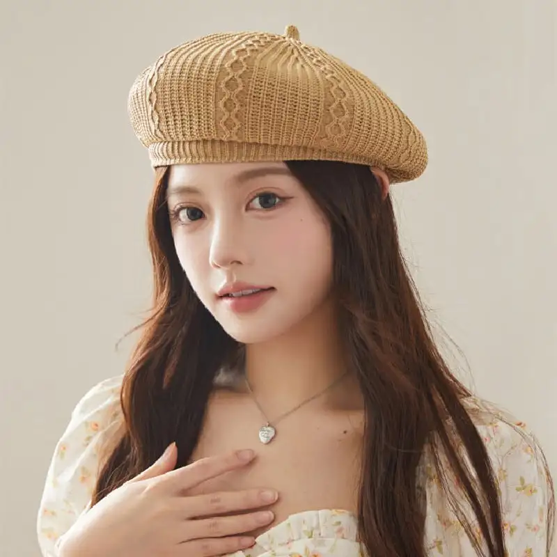 帽子 4色展開 ニットベレー 無地 ベレー帽 レッド ブラック ブルー ライトブラウン