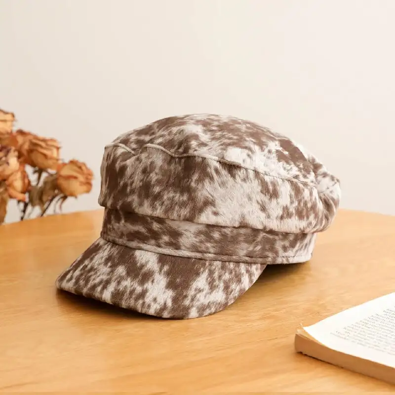 3colors 帽子 ベレー帽 ヒョウ柄 ニューボーイハット ガール