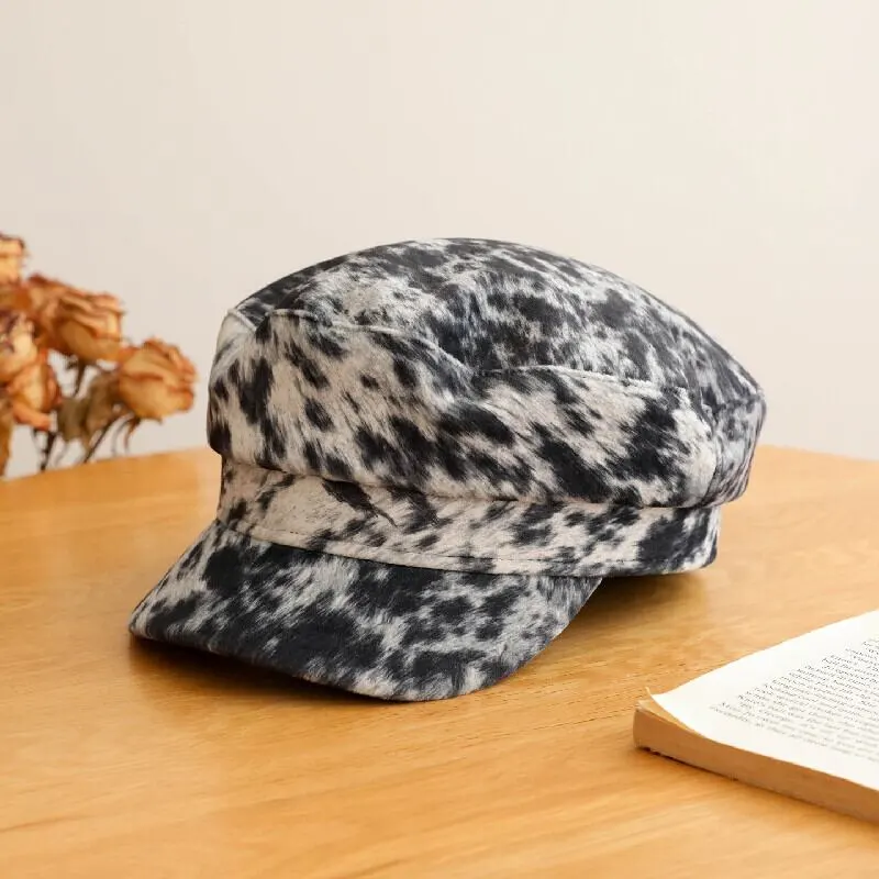 3colors 帽子 ベレー帽 ヒョウ柄 ニューボーイハット ガール