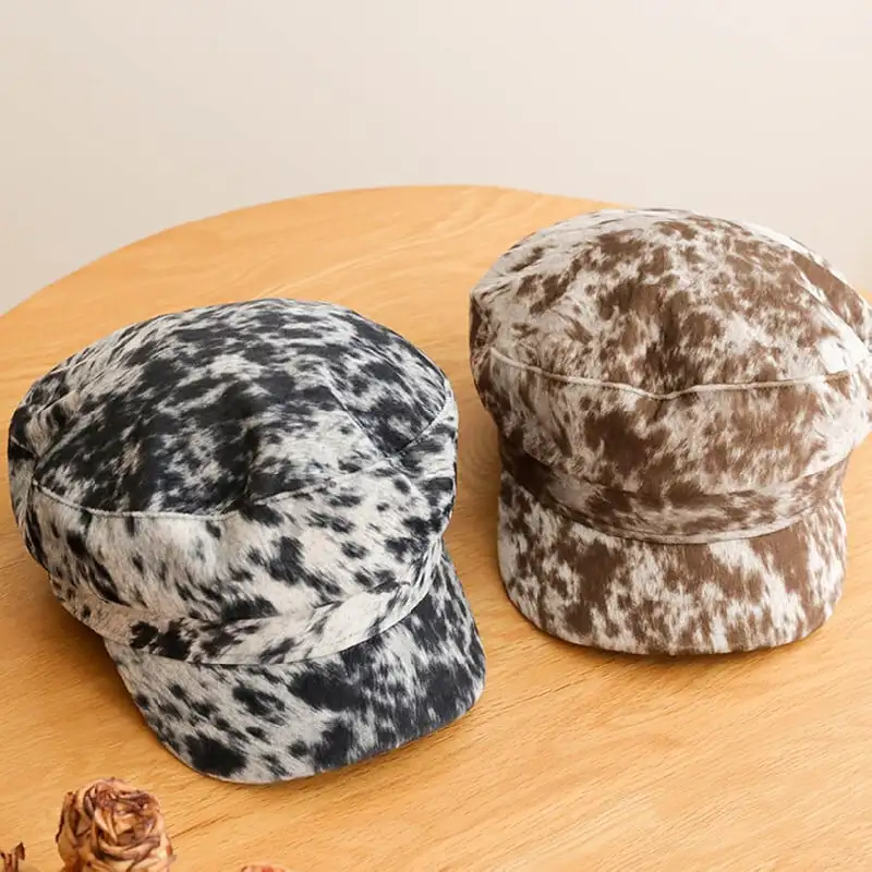 3colors 帽子 ベレー帽 ヒョウ柄 ニューボーイハット ガール