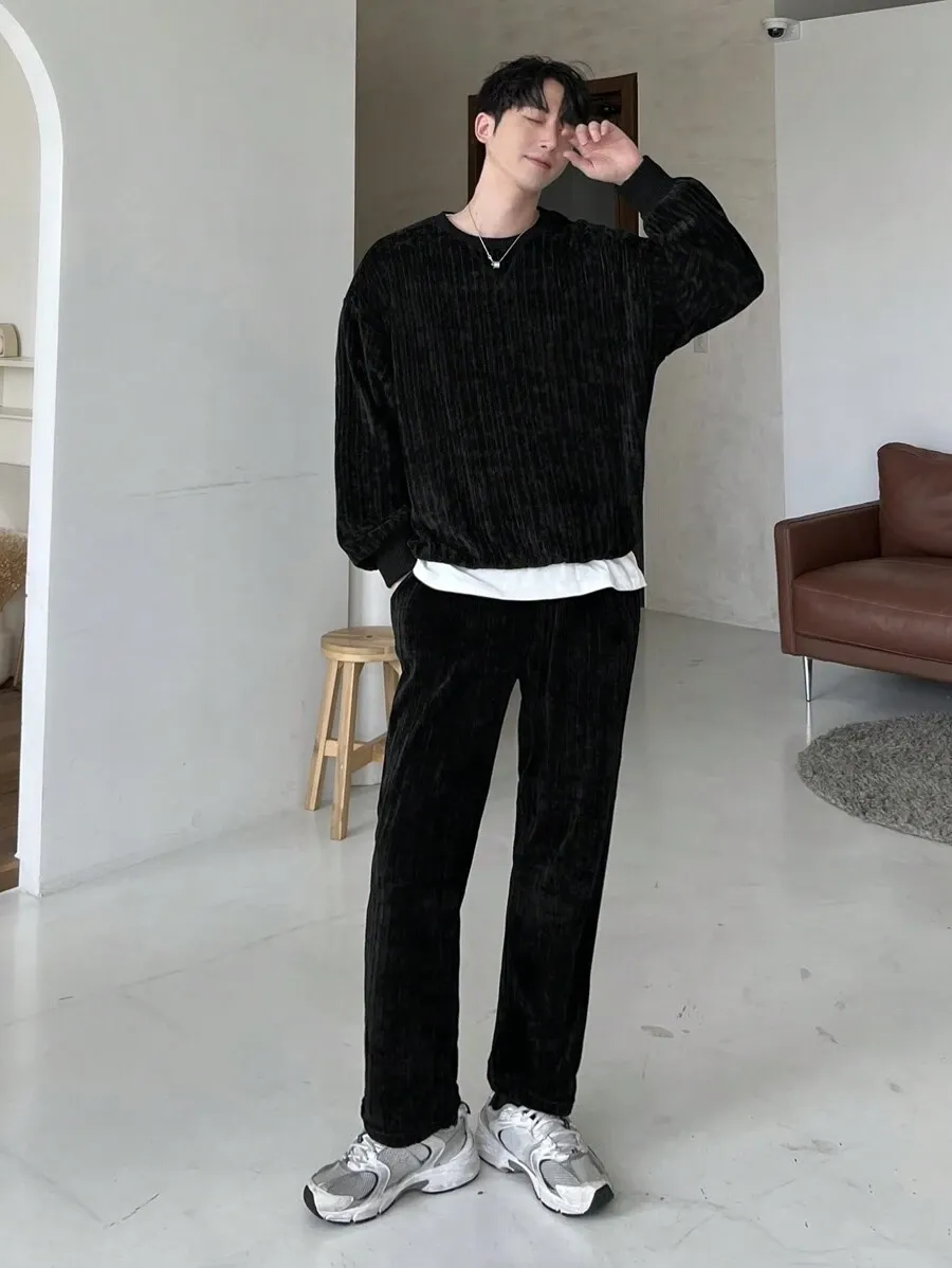 セット 無地 クルーネック スウェットシャツ スウェットパンツ