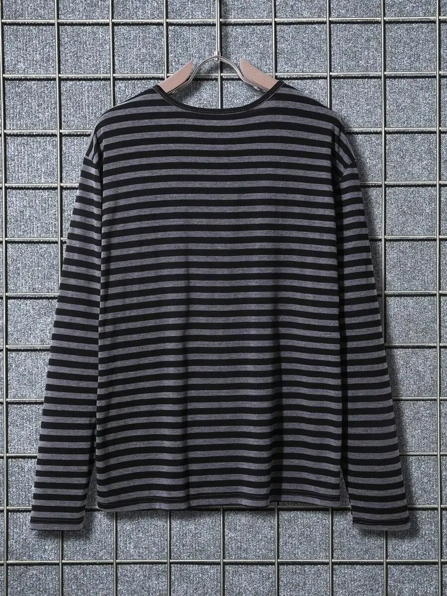 メンズ カジュアル ストライプ 長袖 Tシャツ