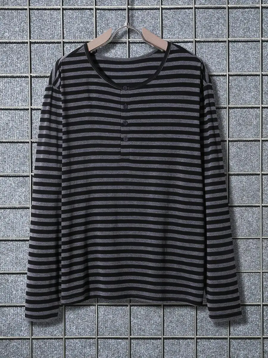 メンズ カジュアル ストライプ 長袖 Tシャツ