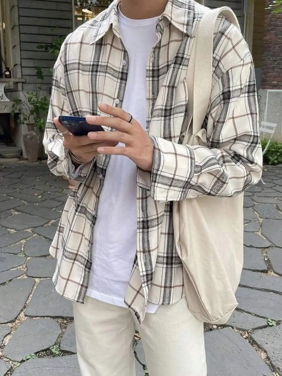 チェック柄 カジュアル ファッション 長袖 シャツ