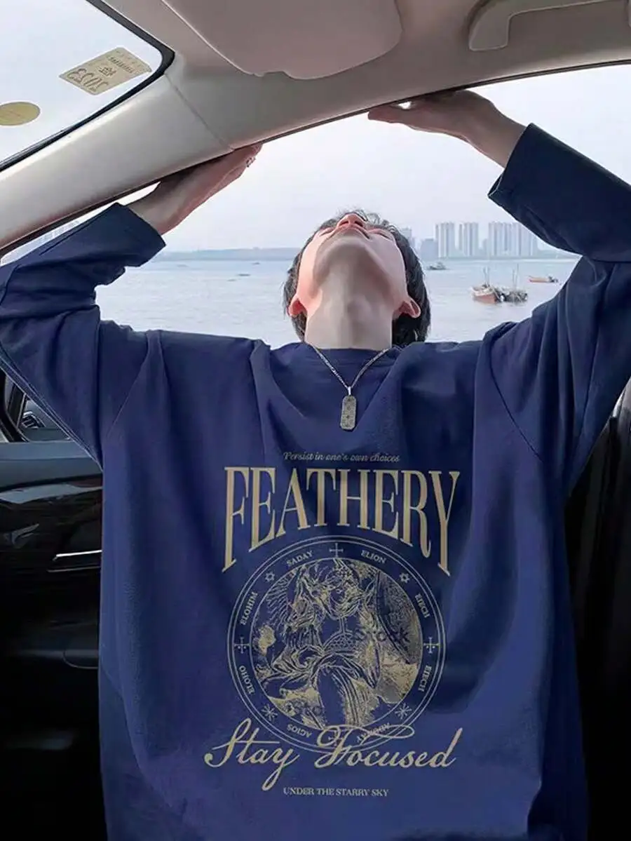 コットン クルーネック ゆったり カジュアル 長袖 Tシャツ