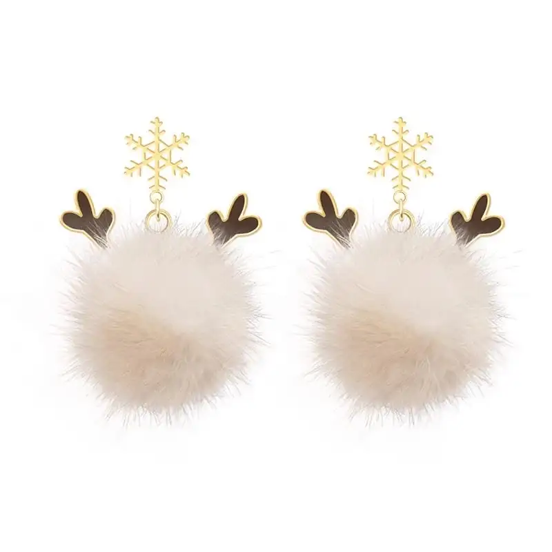 アクセサリー ピアス 耳飾り ふわふわ クリスマス 鹿の角 スノーフレーク ロング/ショート