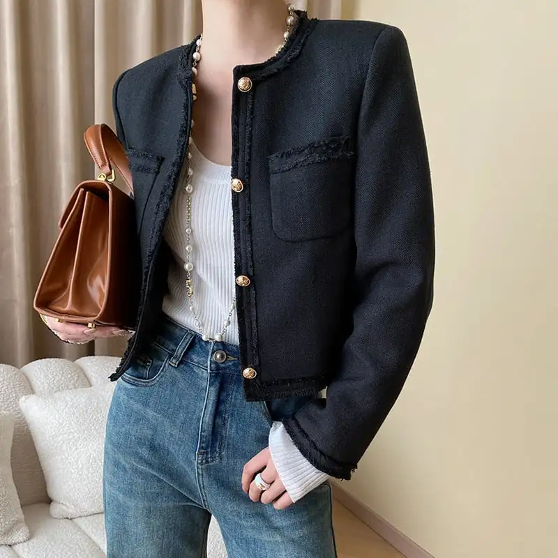 アウター ジャケット 定番 フリンジデザイン 長袖 ブラック