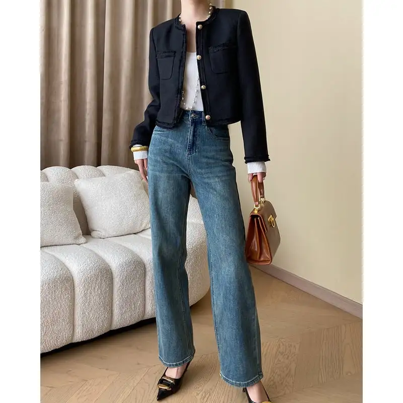 アウター ジャケット 定番 フリンジデザイン 長袖 ブラック