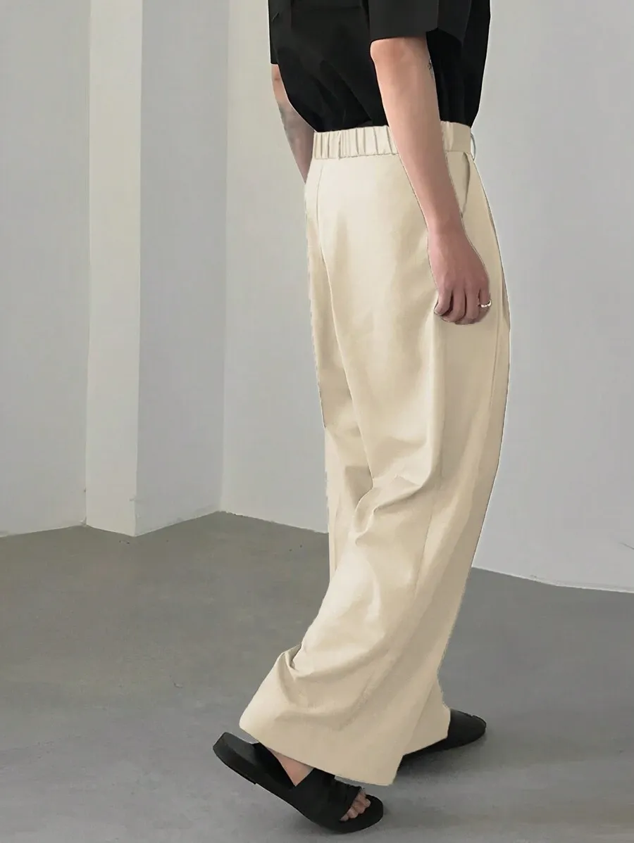 折り返しウエスト プリーツ ワイドレッグ パンツ ルーズ
