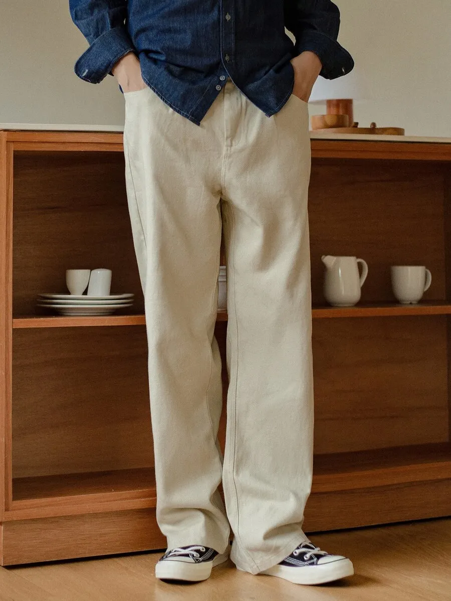 メンズ ジップフライ ストレートレッグ パンツ