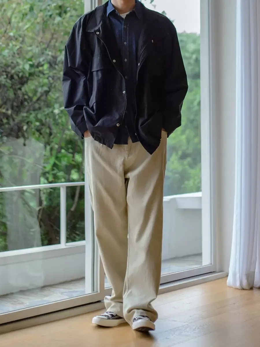 メンズ ジップフライ ストレートレッグ パンツ