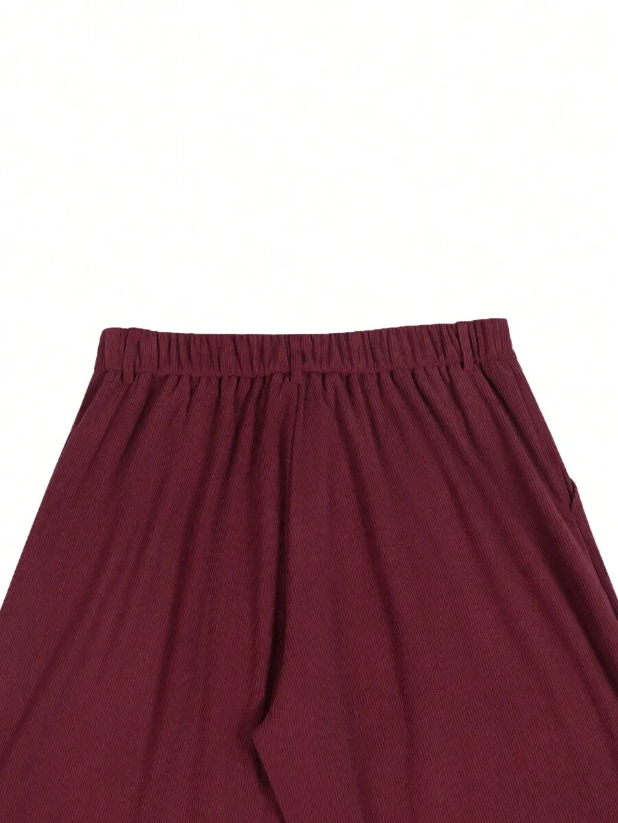 メンズ ルーズフィット ワイドレッグ コーデュロイパンツ