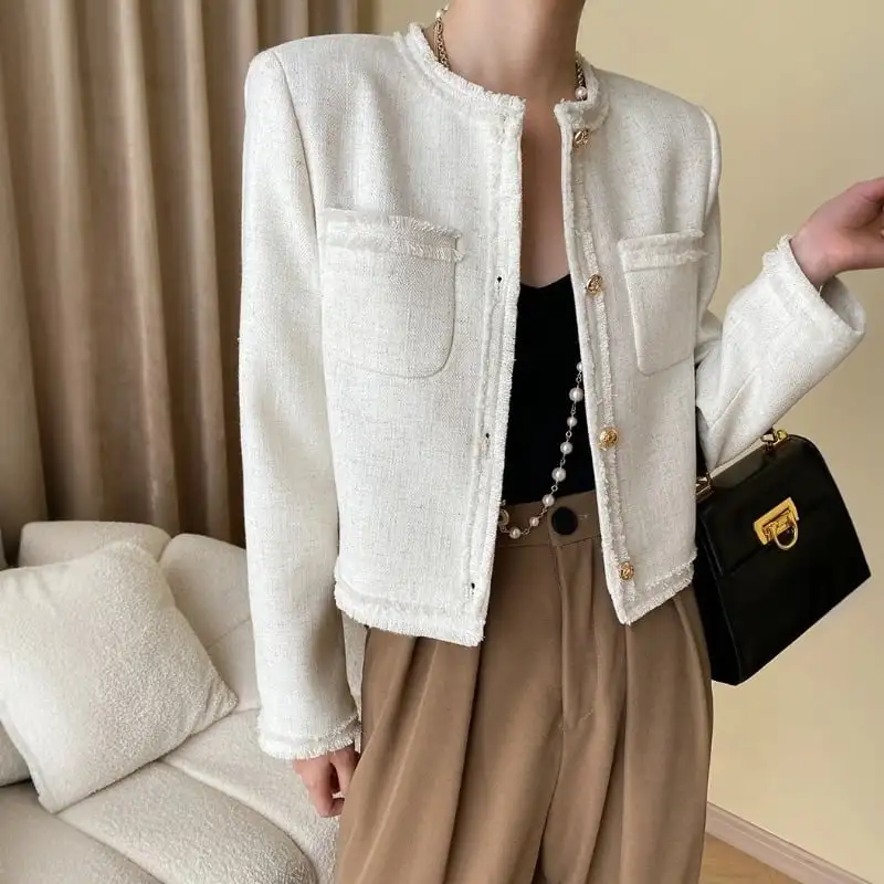 アウター ジャケット フリンジデザイン 長袖 ライトベージュ