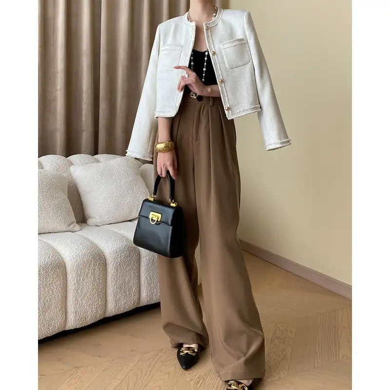 アウター ジャケット フリンジデザイン 長袖 ライトベージュ