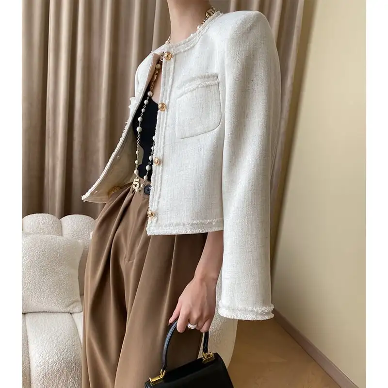 アウター ジャケット フリンジデザイン 長袖 ライトベージュ