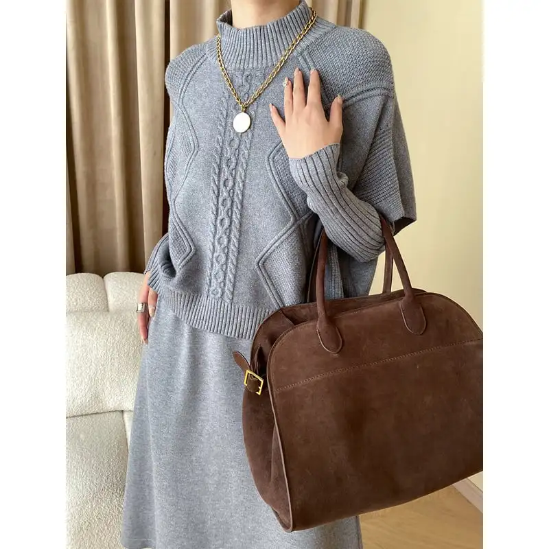 3colors 重ね着コーデ ニット アラン編み バットスリーブ 2点セット