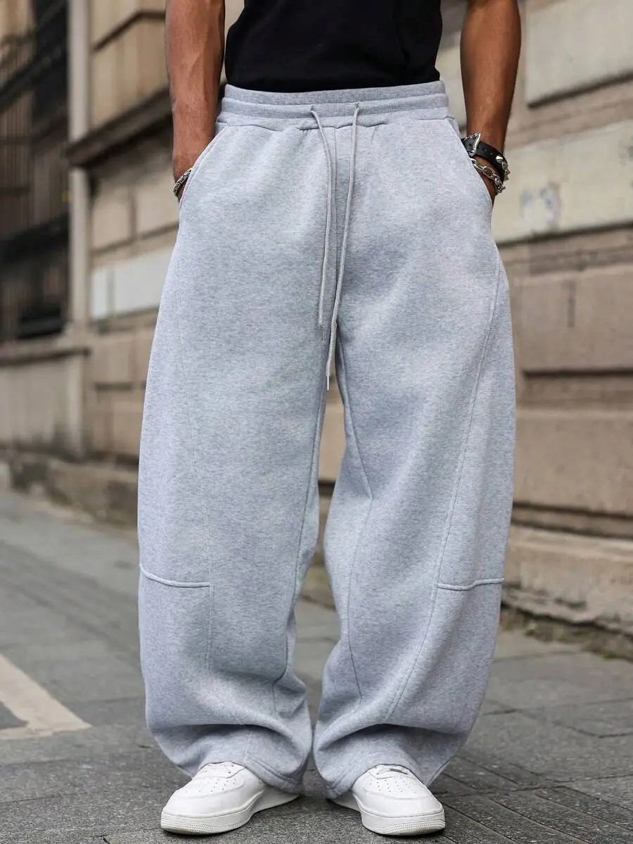 無地  ウエスト カジュアル ルーズ スウェットパンツ