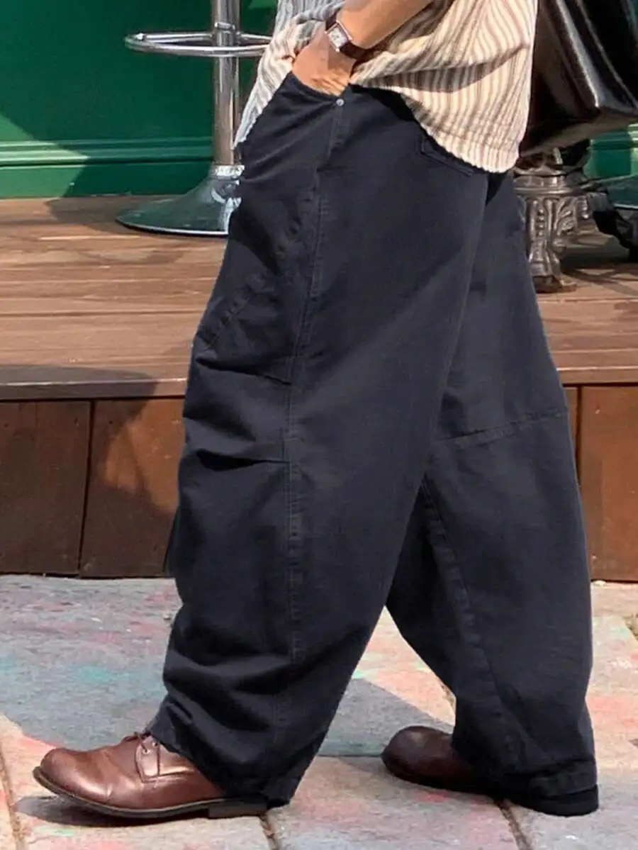 プリーツデザイン ルーズフィット フレアパンツ