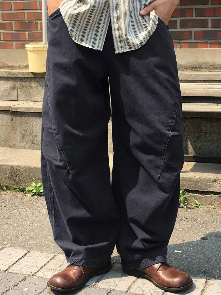 プリーツデザイン ルーズフィット フレアパンツ