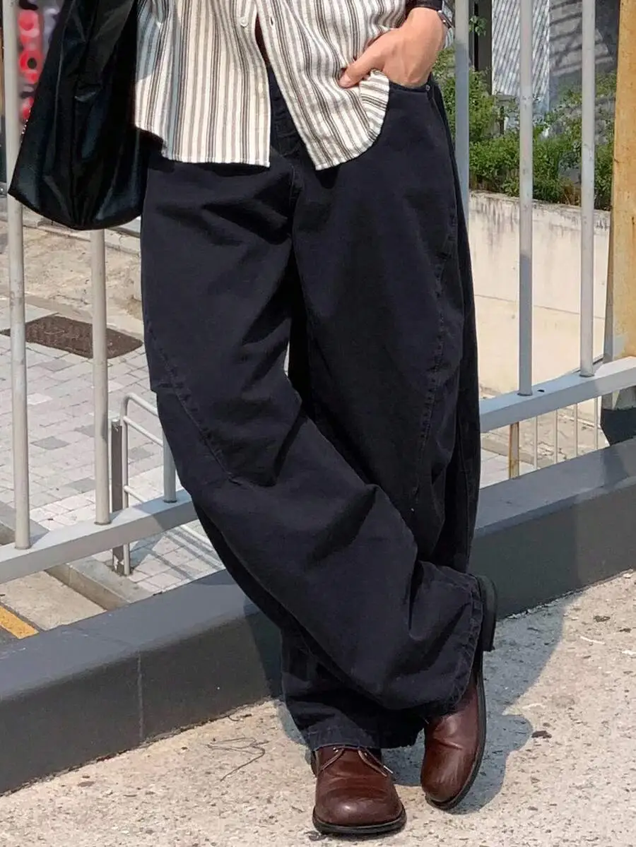 プリーツデザイン ルーズフィット フレアパンツ