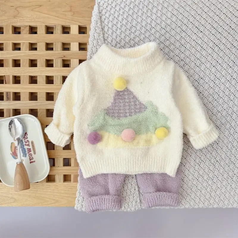 【66-100cm】可愛いカラーバリもこもこセットアップ