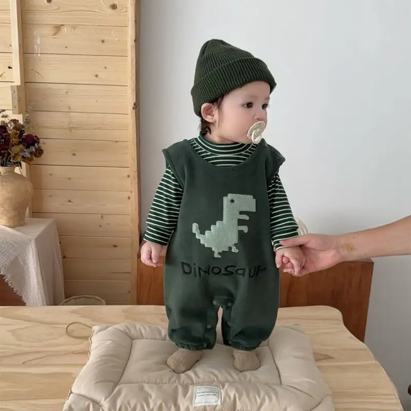 【66-100cm】暖かいビッグベアサロペット＆Ｔシャツ