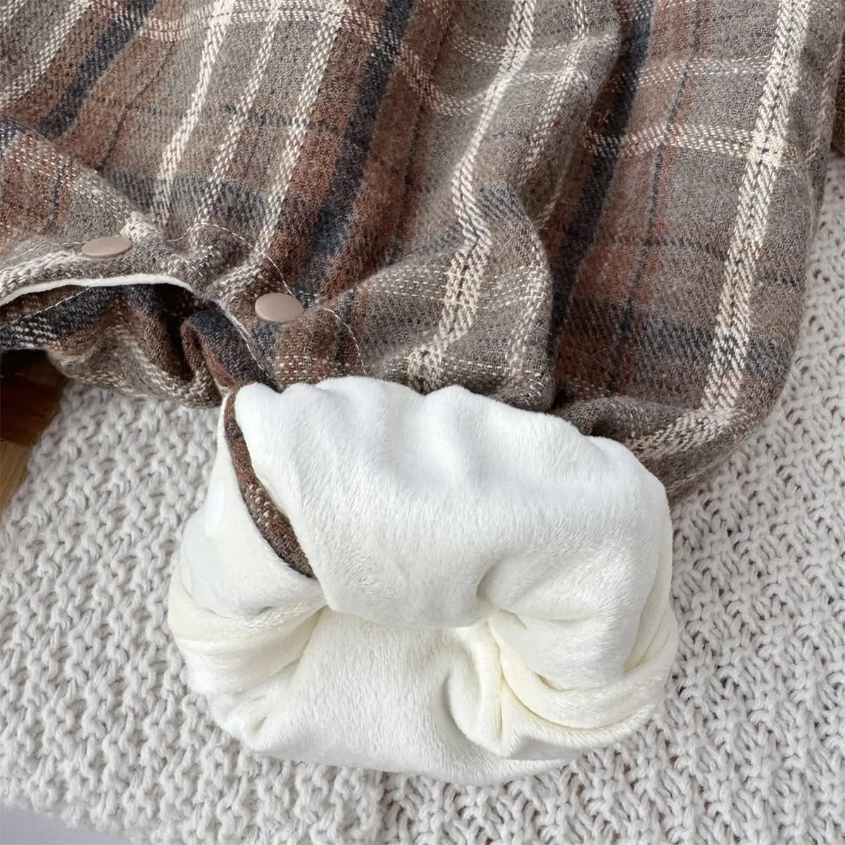 【66-100cm】ブラウン チェック オールインワン＆Ｔシャツ