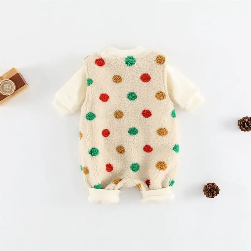 【66-100cm】暖かいカラフルドットオールインワン