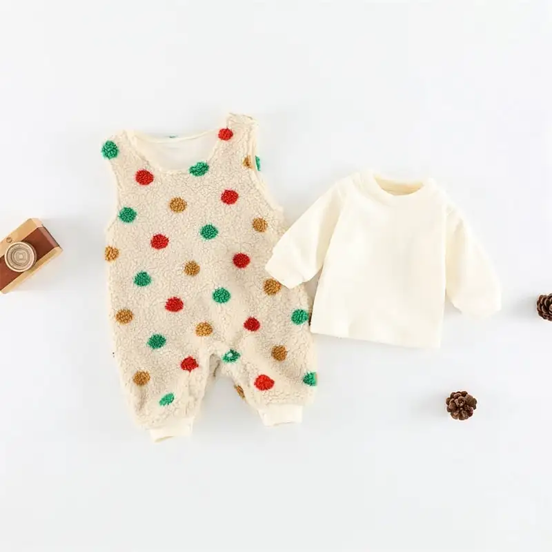 【66-100cm】暖かいカラフルドットオールインワン