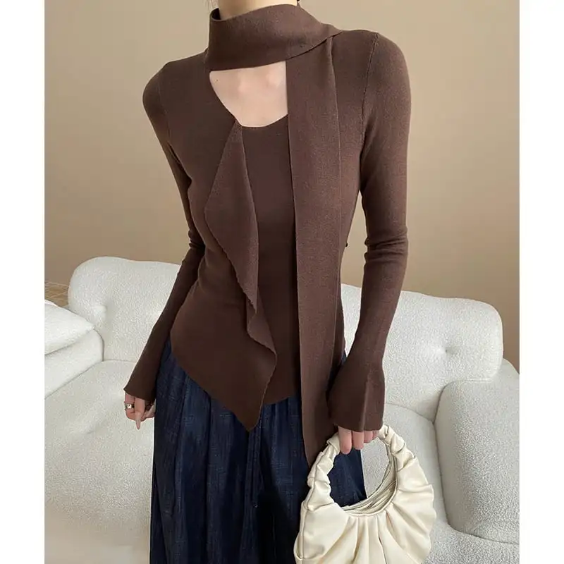 トップス ニット 4色展開 長袖 スピーカースリーブ