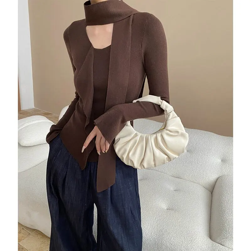 トップス ニット 4色展開 長袖 スピーカースリーブ