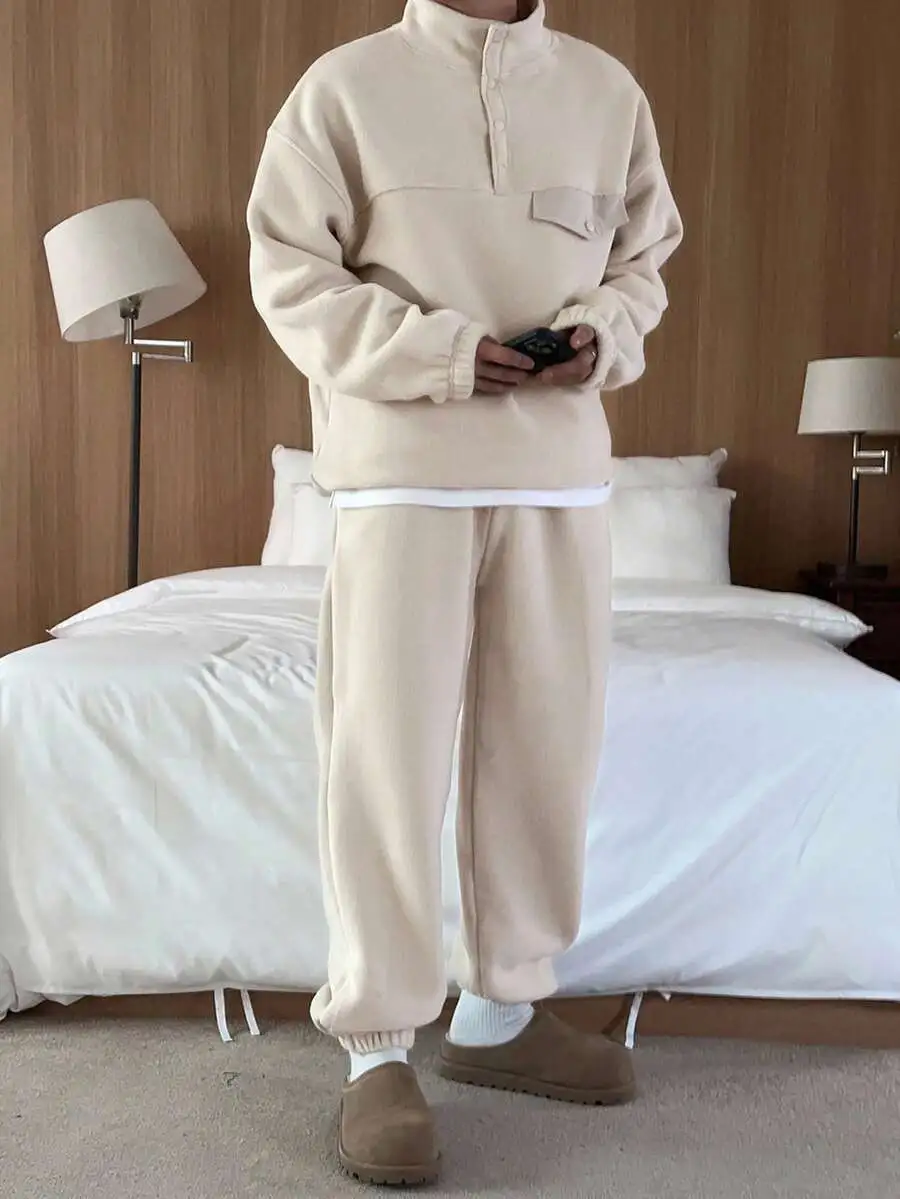 ハーフジップパーカー ドローストリングパンツ セット