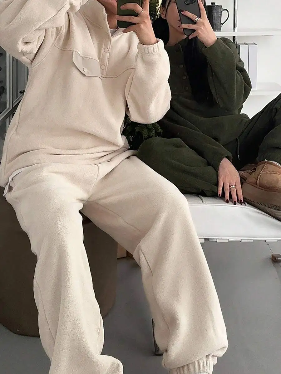 ハーフジップパーカー ドローストリングパンツ セット