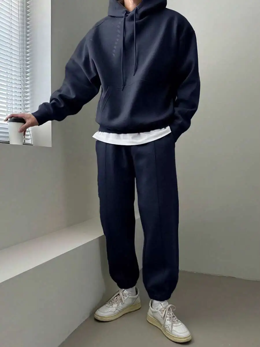 メンズ ネイビー 厚手 スウェットシャツセット