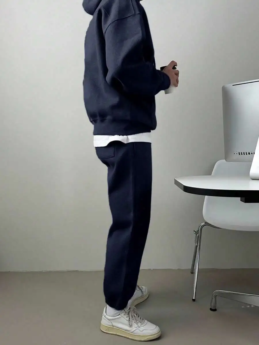 メンズ ネイビー 厚手 スウェットシャツセット